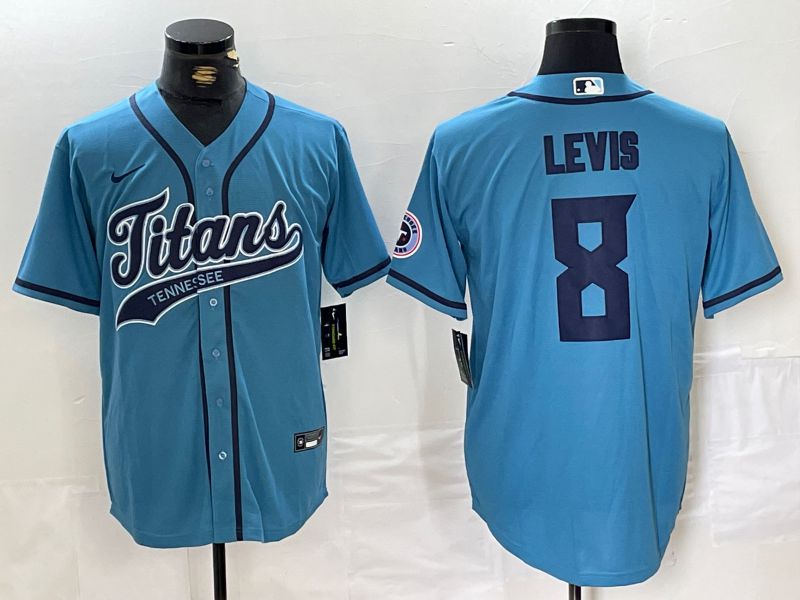 Men Tennessee Titans 8 Levis Blue Joint Name 2024 Nike Limited NFL Jersey style 1